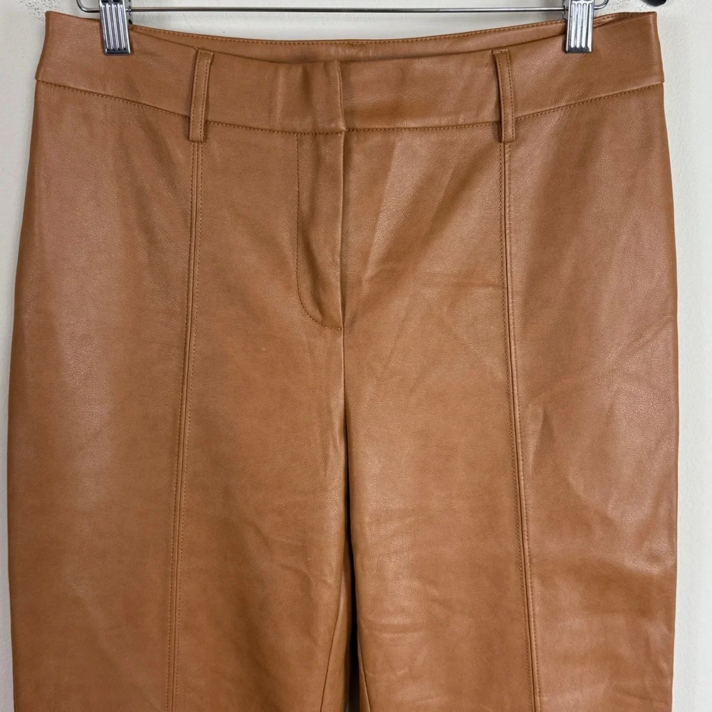 7 for all Man Kind Faux Leather‎ Wide Leg Crop Pants in Carmel Size Small (US8)